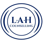 LAH Counselling logo – stylized letters with heart symbol representing holistic psychotherapy for women and moms